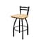 Holland Bar Stool Co 30" Low Back Swivel Bar Stool, Black Wrinkle, Nat Oak Seat 41130BWNatOak - alternate 1